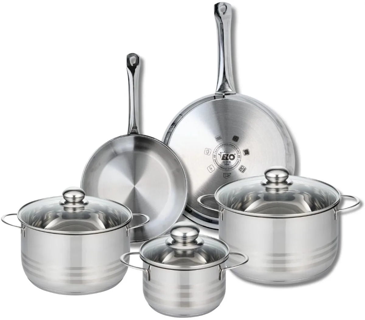 Set van 2 Koekenpannen 24 en 28 cm en 3 Kookpotten 16, 20 en 24 cm Elo Profi Brillant by Fackelmann in Grey – product photo