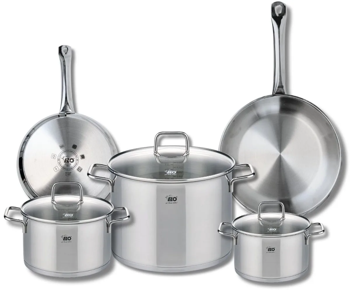Set van 2 Koekenpannen 24 en 28 cm en 3 kookpotten 16, 20 en 26 cm Elo Profi Citrin by Fackelmann in Grey – product photo