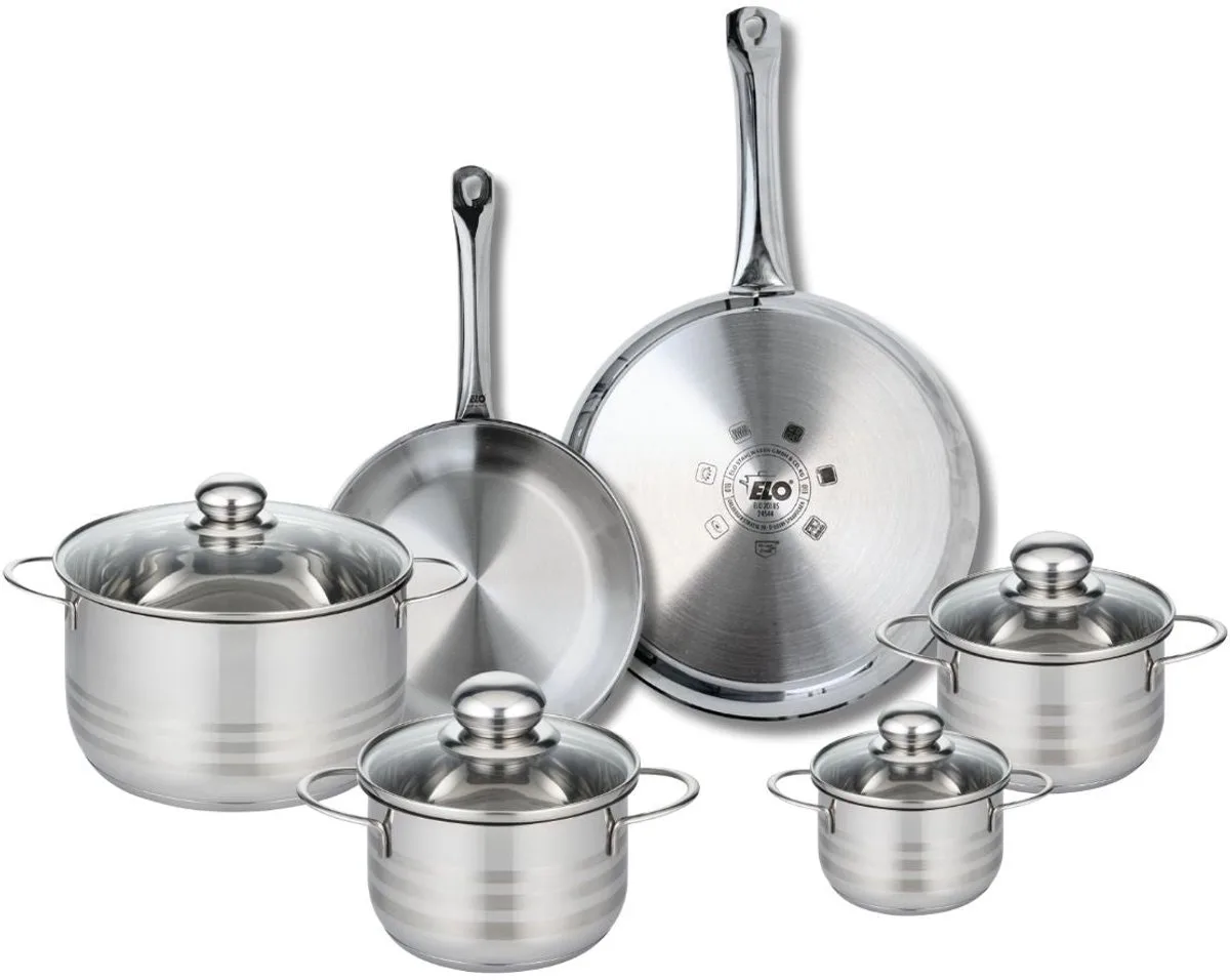 Set van 2 Koekenpannen 24 en 28 cm en 4 kookpotten 12, 14, 16 en 20 cm Elo Profi Brillant by Fackelmann in Grey – product photo