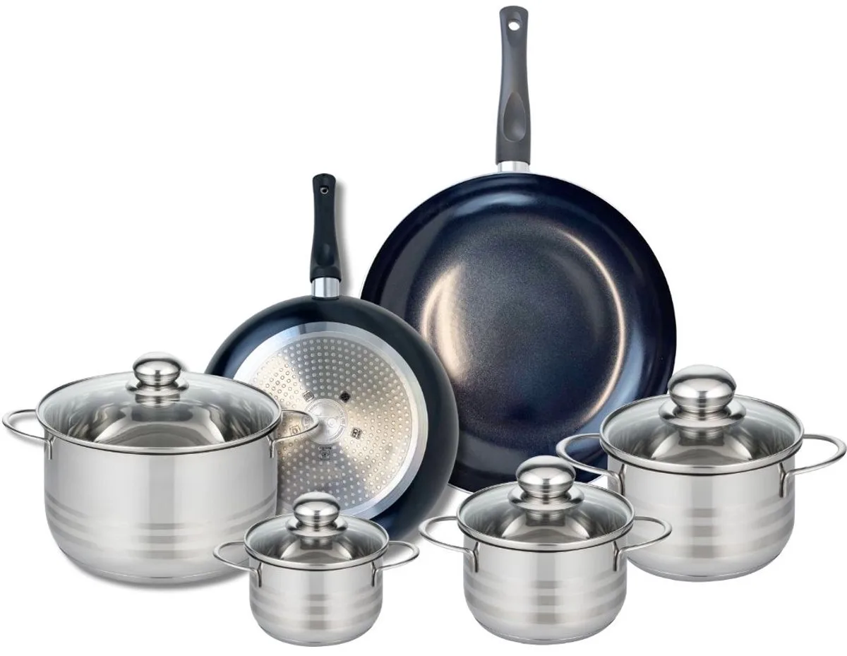 Set van 2 Koekenpannen 24 en 28 cm en 4 kookpotten 12, 14, 16 en 20 cm Elo Prima Brillant by Fackelmann in Black – product photo