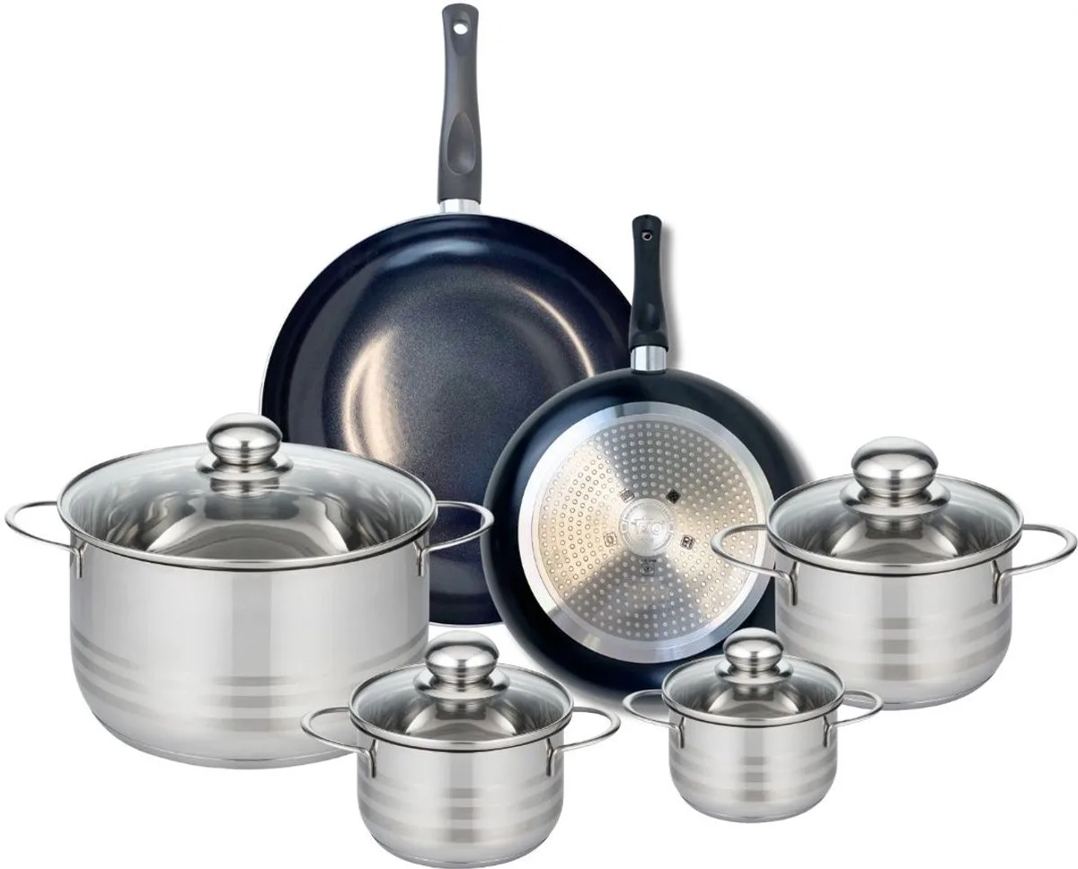 Set van 2 Koekenpannen 24 en 28 cm en 4 kookpotten 12, 14, 16 en 24 cm Elo Prima Glanzend by Fackelmann in Black – product photo