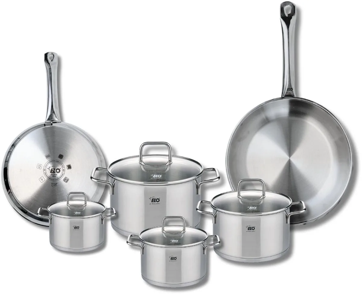 Set van 2 Koekenpannen 24 en 28 cm en 4 kookpotten 12, 14, 16 en 20 cm Elo Profi Citrin by Fackelmann in Grey – product photo