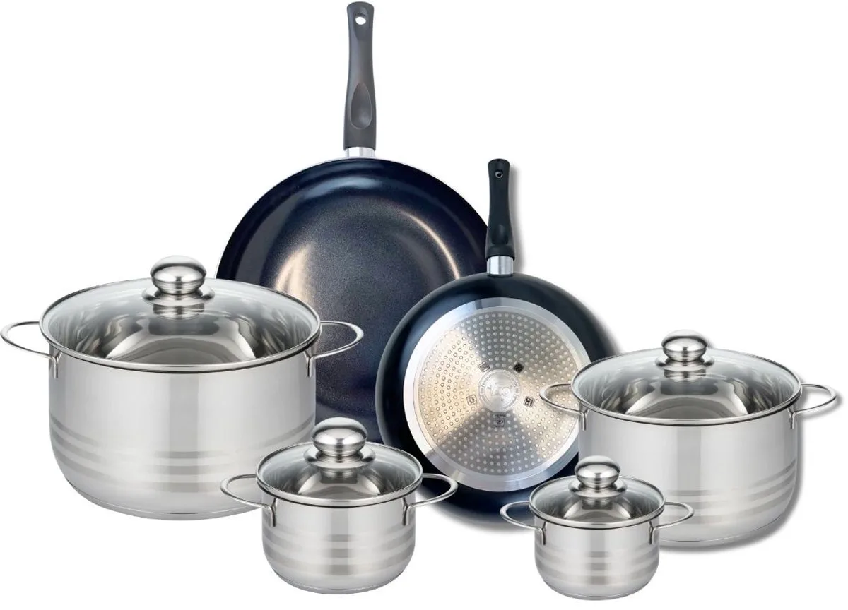 Set van 2 Koekenpannen 24 en 28 cm en 4 kookpotten 12, 14, 20 en 24 cm Elo Prima Brillant by Fackelmann in Black – product photo