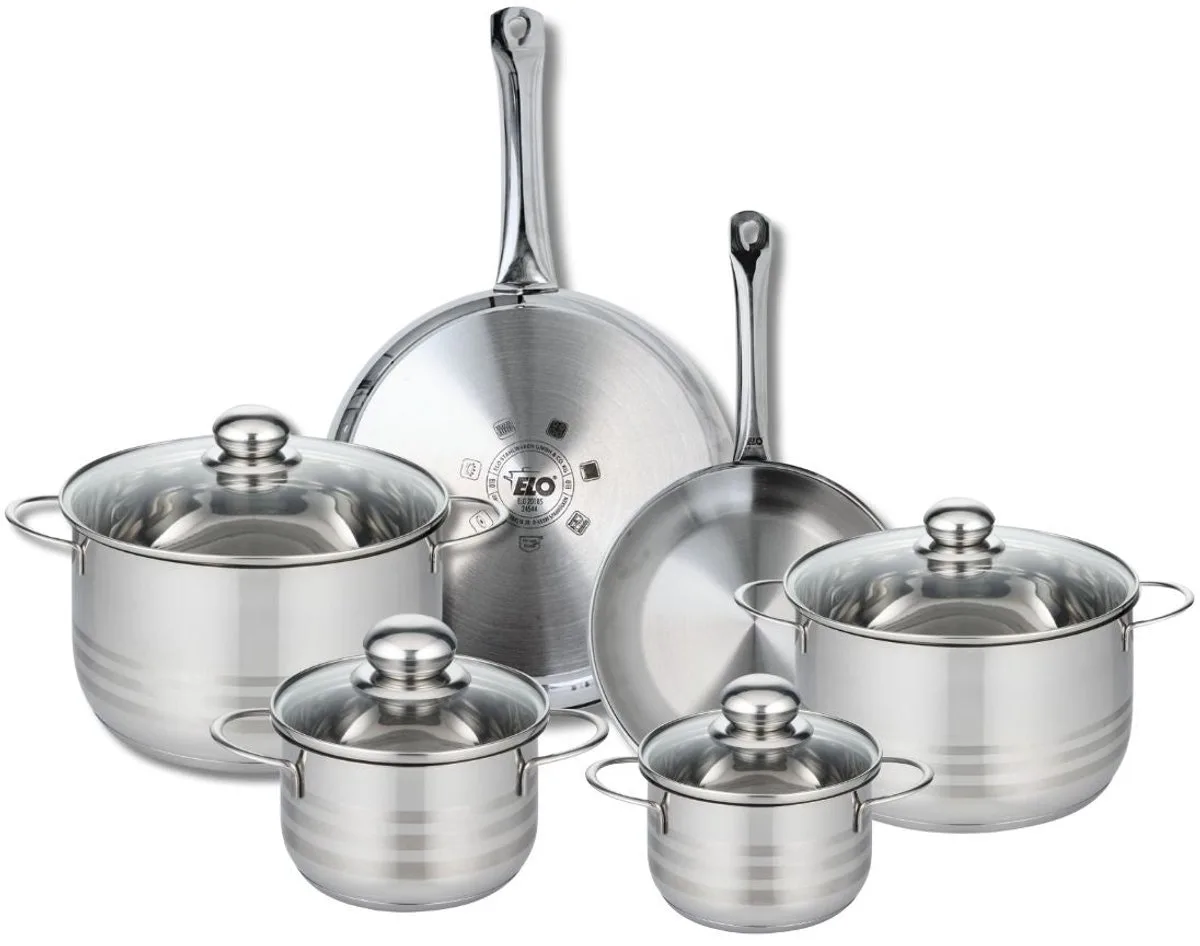Set van 2 Koekenpannen 24 en 28 cm en 4 kookpotten 14, 16, 20 en 24 cm Elo Profi Brillant by Fackelmann in Grey – product photo