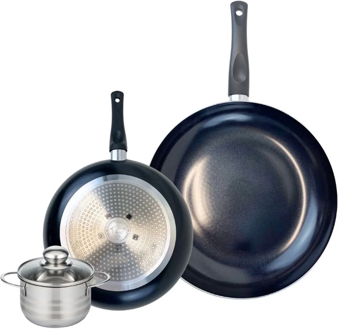Set van 2 Koekenpannen 24 en 32 cm en 1 braadpan 12 cm Elo Prima Brillant van Fackelmann in Zwart – productfoto