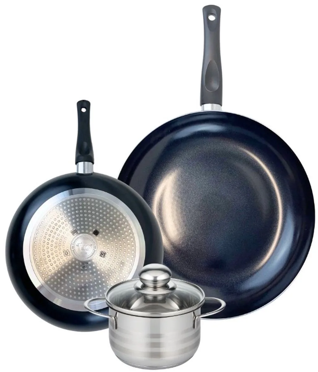 Set van 2 Koekenpannen 24 en 32 cm en 1 braadpan 14 cm Elo Prima Brillant van Fackelmann in Zwart – productfoto