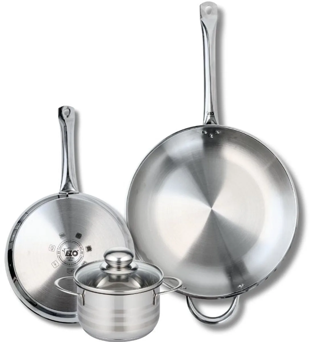 Set van 2 Koekenpannen 24 en 32 cm en 1 braadpan 14 cm Elo Profi Brillant by Fackelmann in Grey – product photo