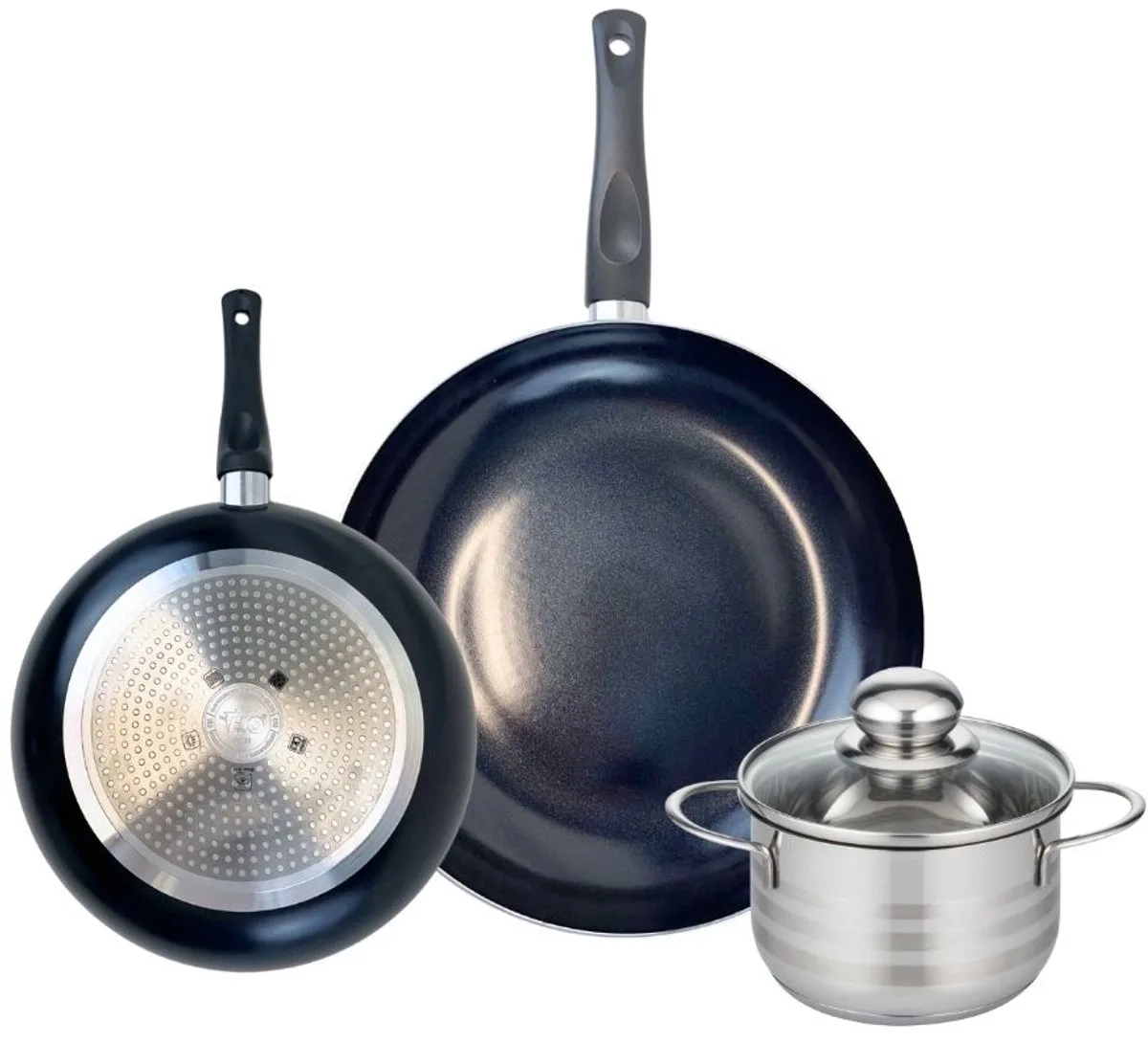 Set van 2 Koekenpannen 24 en 32 cm en 1 braadpan 16 cm Elo Prima Brillant van Fackelmann in Zwart – productfoto