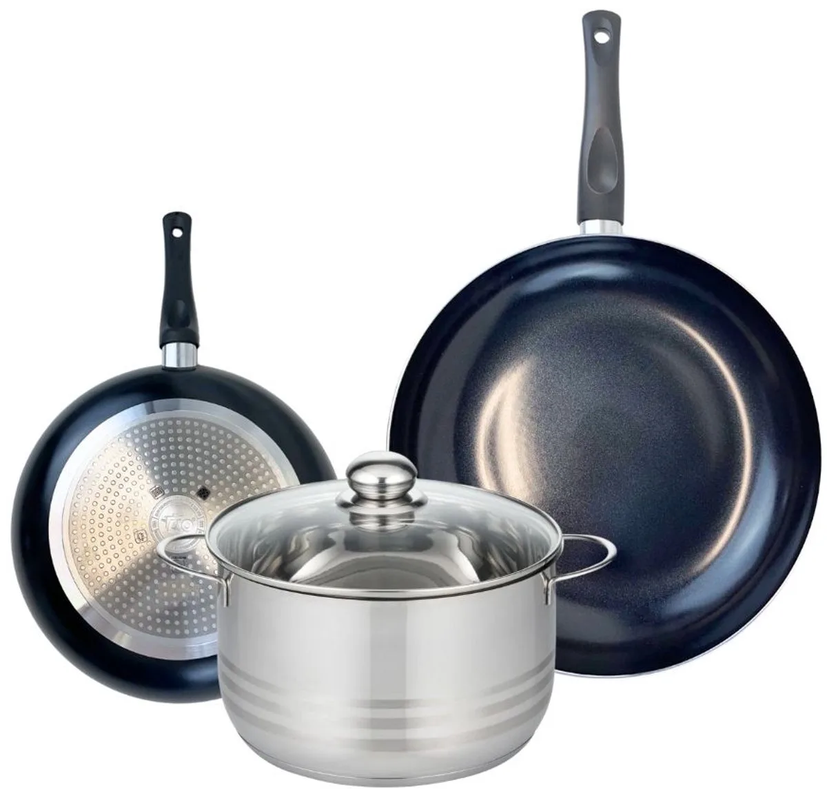 Set van 2 Koekenpannen 24 en 32 cm en 1 braadpan 24 cm Elo Prima Brillant by Fackelmann in Black – product photo