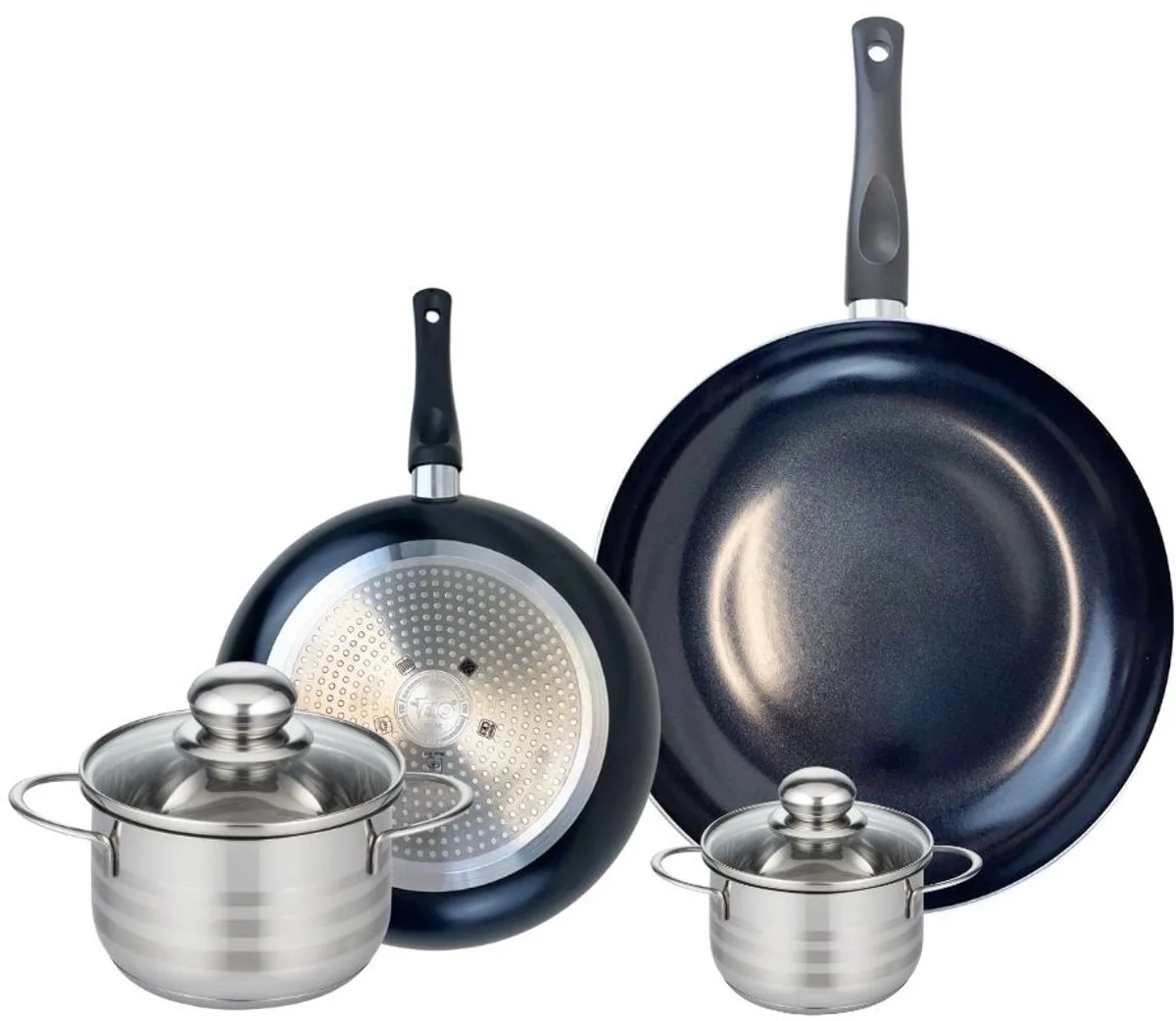 Set van 2 Koekenpannen 24 en 32 cm en 2 kookpotten 12 en 16 cm Elo Prima Glanzend by Fackelmann in Black – product photo