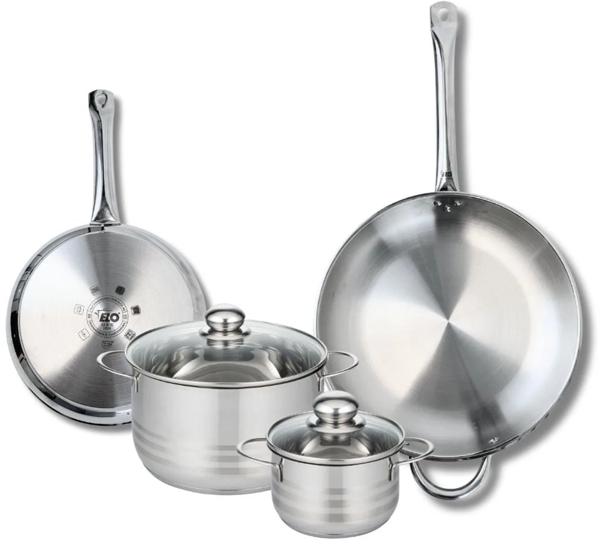 Set van 2 Koekenpannen 24 en 32 cm en 2 Kookpotten 14 en 20 cm Elo Profi Brillant fra Fackelmann i Grå – produktbillede