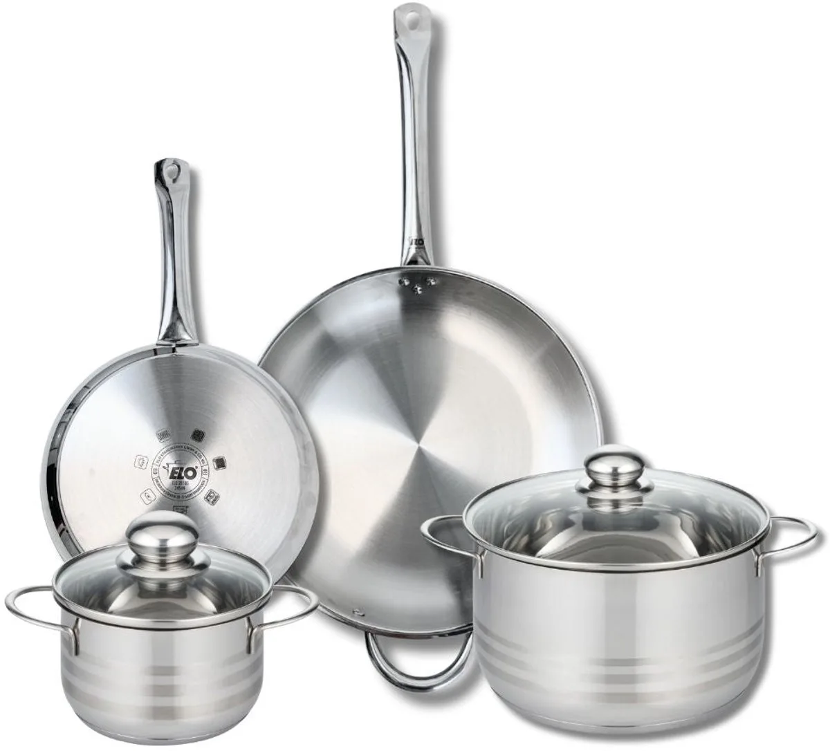 Set van 2 Koekenpannen 24 en 32 cm en 2 kookpotten 16 en 24 cm Elo Profi Brillant by Fackelmann in Grey – product photo