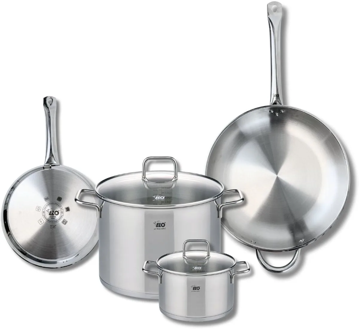 Set van 2 Koekenpannen 24 en 32 cm en 2 Kookpotten 16 en 26 cm Elo Profi Citrin de Fackelmann en Gris – photo produit