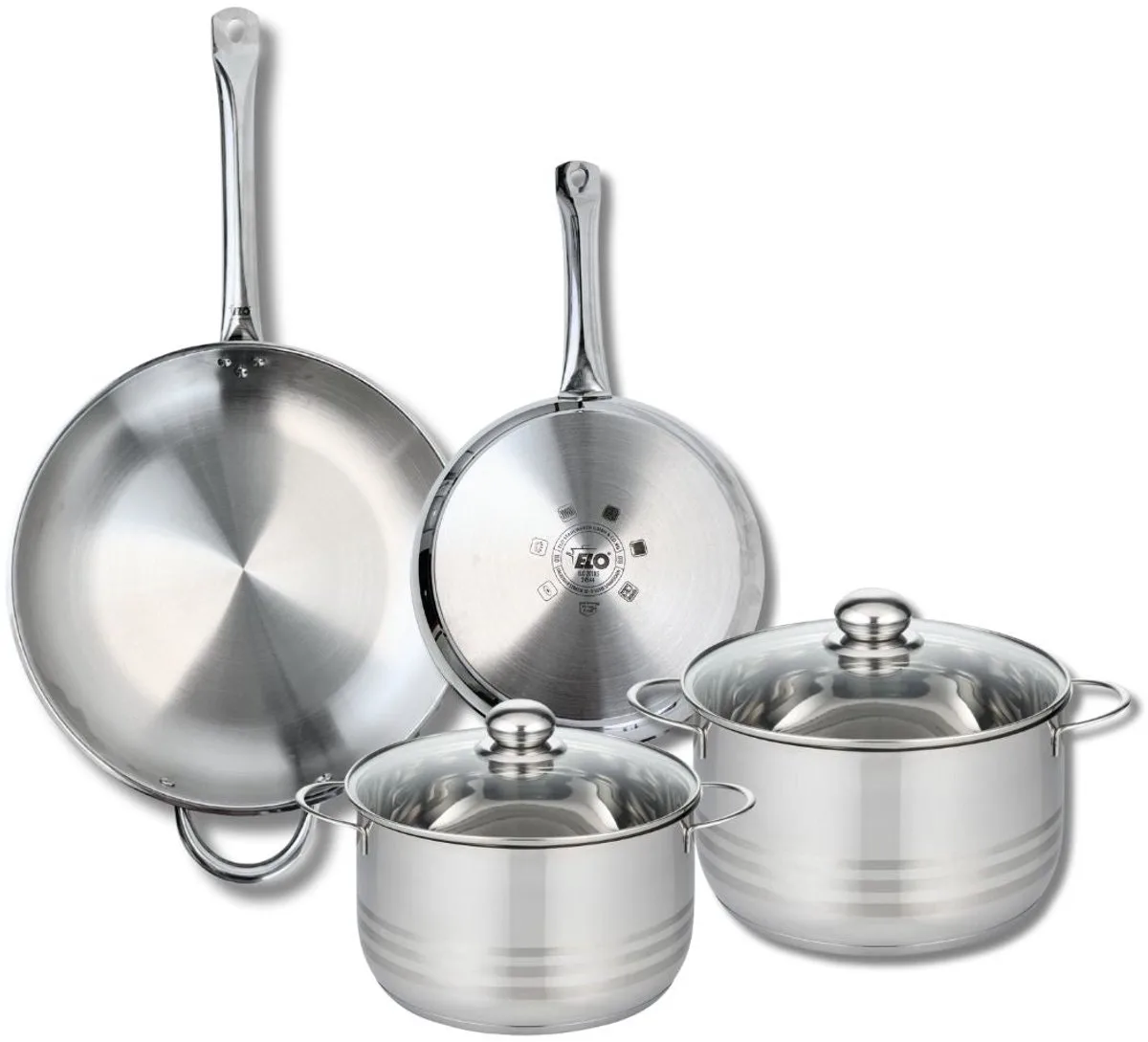 Set van 2 Koekenpannen 24 en 32 cm en 2 Kookpotten 20 en 24 cm Elo Profi Brillant fra Fackelmann i Grå – produktbillede