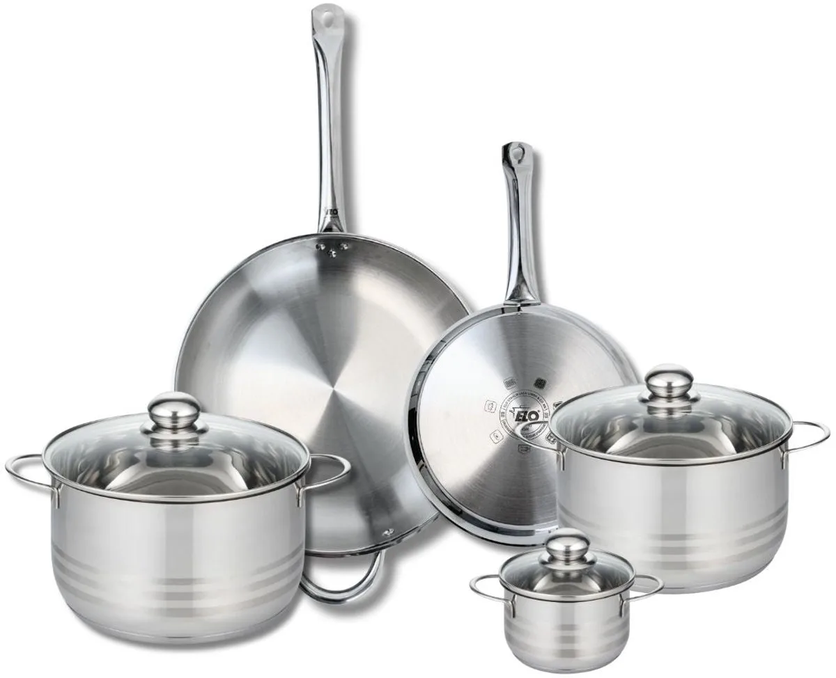 Set van 2 Koekenpannen 24 en 32 cm en 3 Kookpotten 12, 20 en 24 cm Elo Profi Brillant de Fackelmann en Gris – photo produit