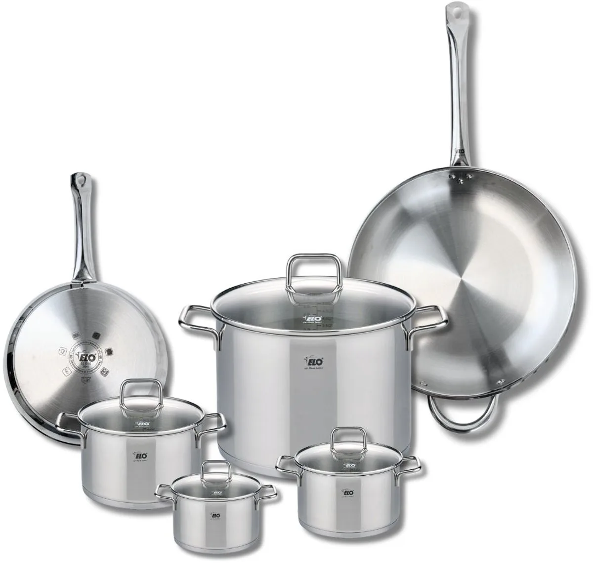 Set van 2 Koekenpannen 24 en 32 cm en 4 kookpotten 12, 14, 16 en 26 cm Elo Profi Citrin by Fackelmann in Grey – product photo