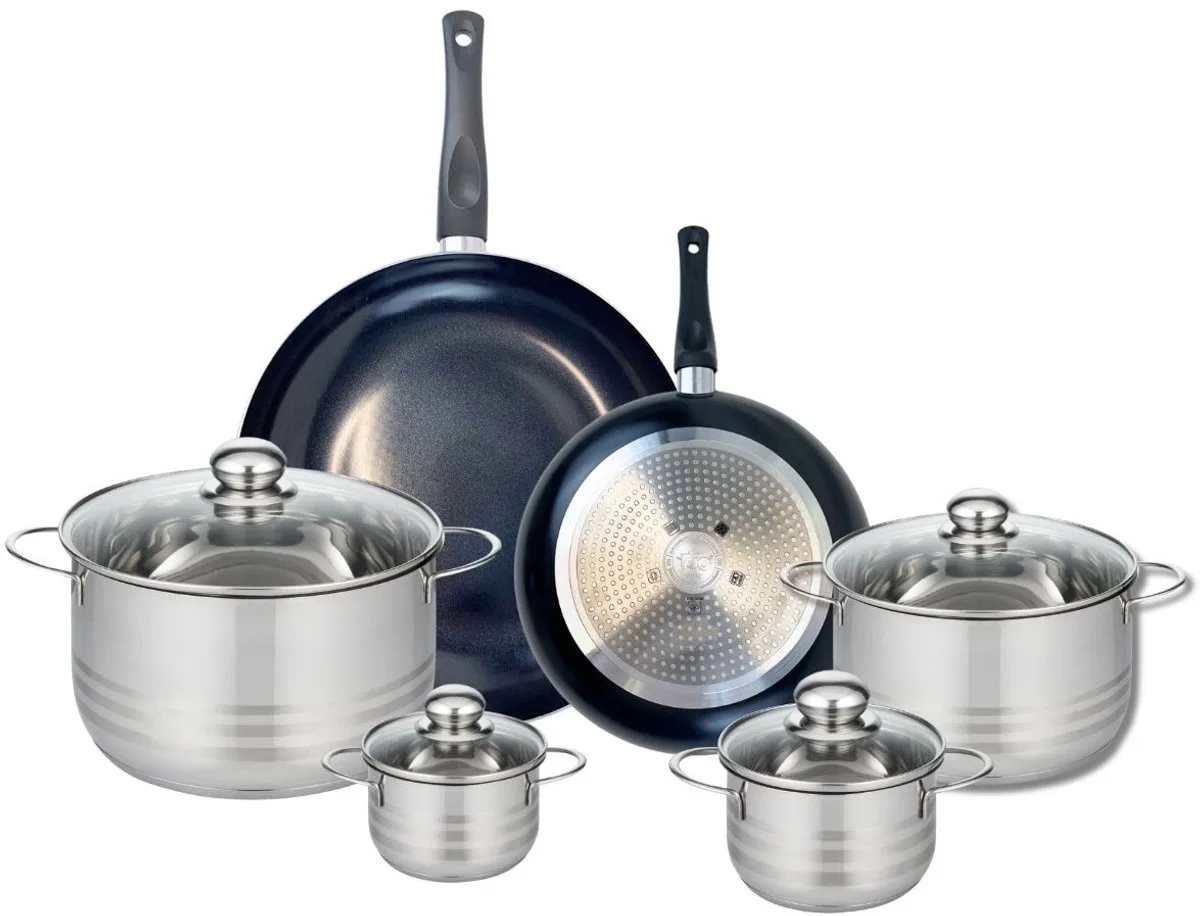 Set van 2 Koekenpannen 24 en 32 cm en 4 kookpotten 12, 14, 20 en 24 cm Elo Prima Glanzend by Fackelmann in Black – product photo