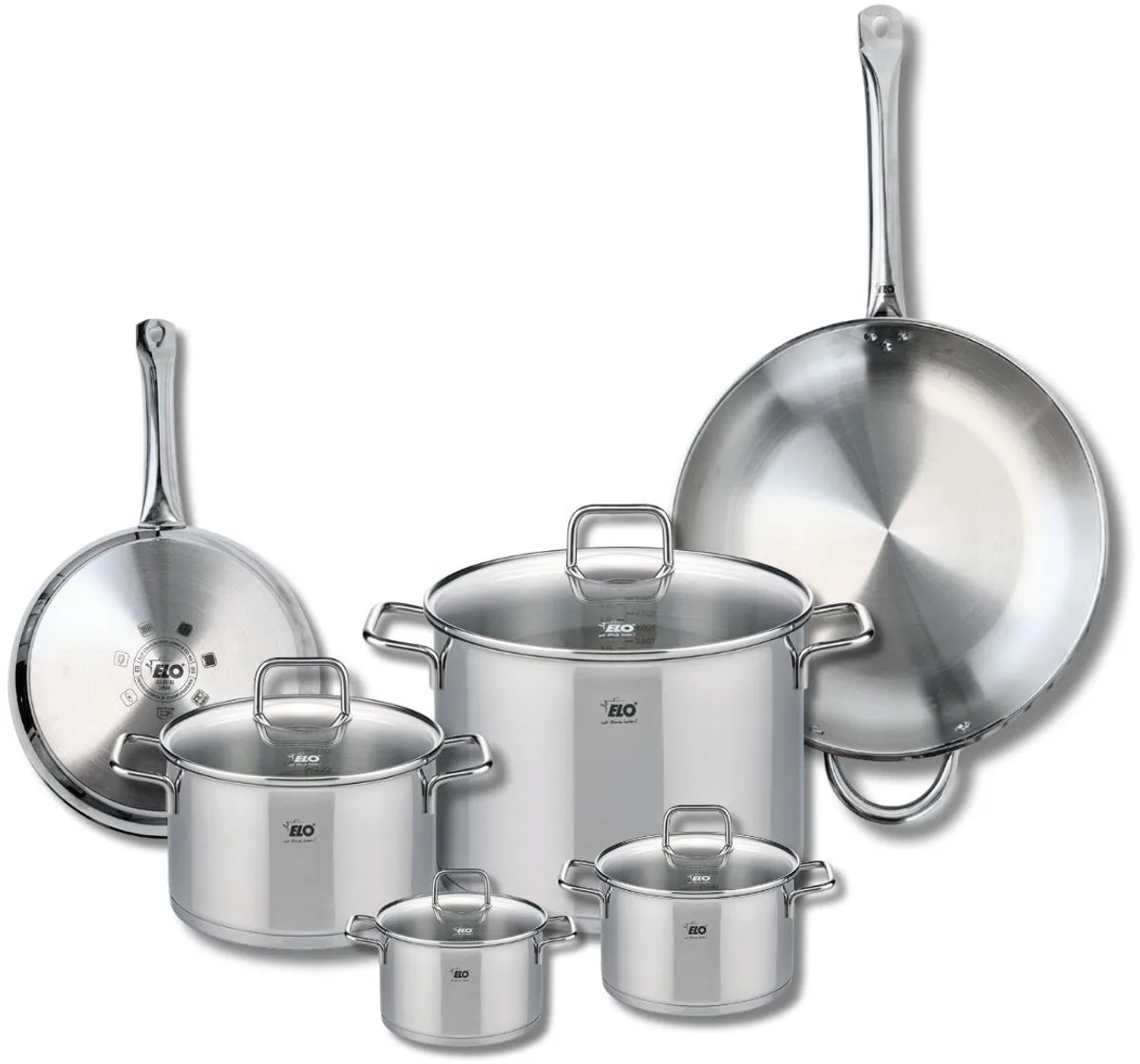 Set van 2 Koekenpannen 24 en 32 cm en 4 kookpotten 12, 14, 20 en 26 cm Elo Profi Citrin by Fackelmann in Grey – product photo