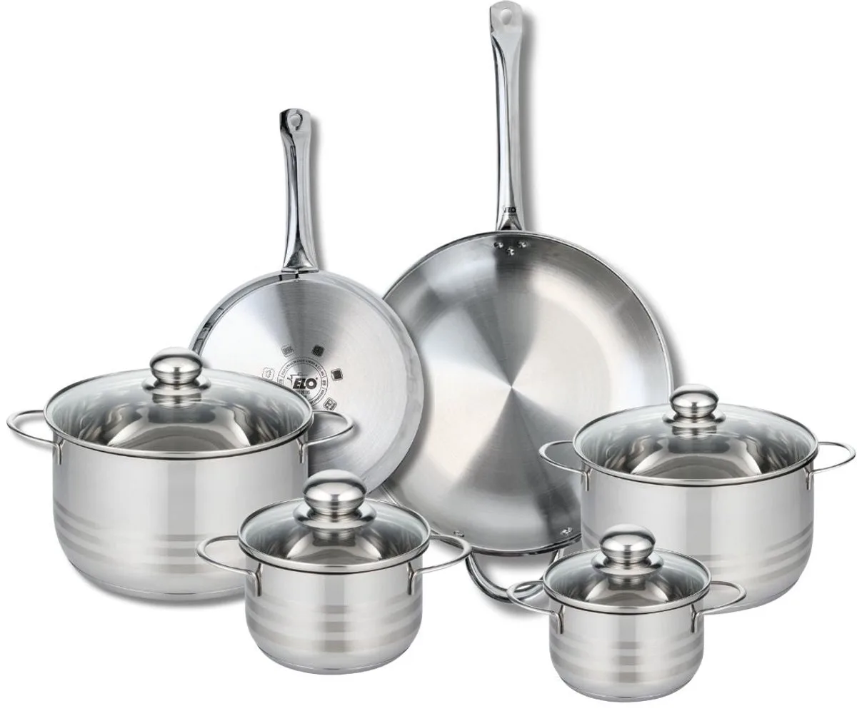 Set van 2 Koekenpannen 24 en 32 cm en 4 kookpotten 14, 16, 20 en 24 cm Elo Profi Brillant fra Fackelmann i Grå – produktbillede
