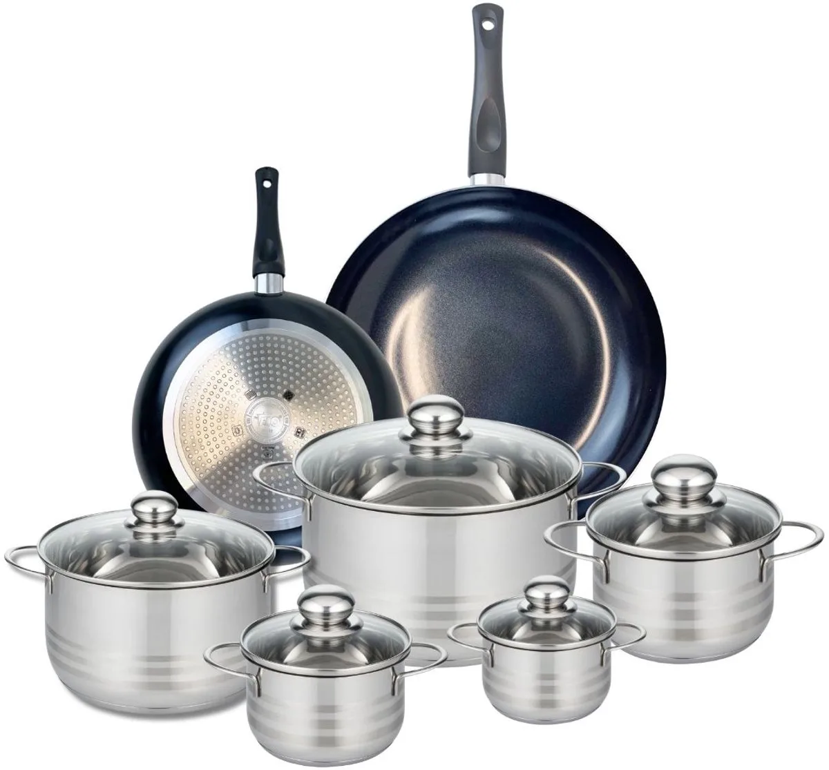 Set van 2 Koekenpannen 24 en 32 cm en 5 kookpotten 12, 14, 16, 20 en 24 cm Elo Prima Brillant de Fackelmann en Noir – photo produit