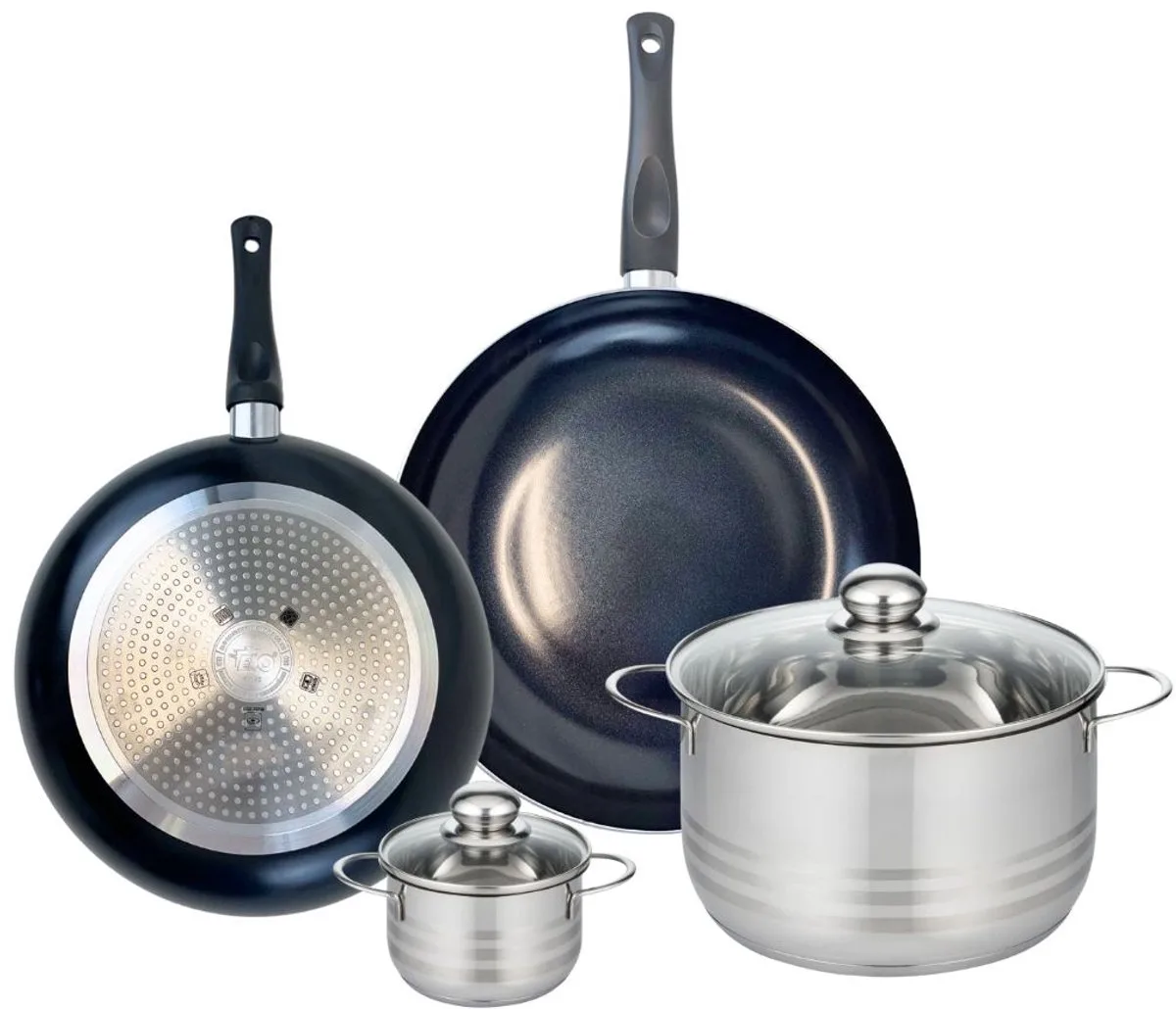 Set van 2 Koekenpannen 28 en 32 cm en 2 kookpotten 12 en 24 cm Elo Prima Brillant från Fackelmann i Svart – produktbild