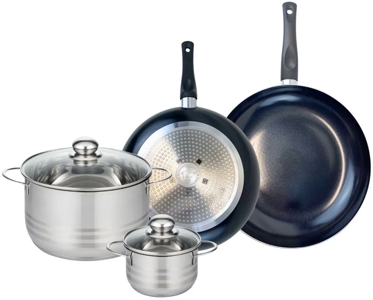 Set van 2 Koekenpannen 28 en 32 cm en 2 kookpotten 14 en 24 cm Elo Prima Glanzend by Fackelmann in Black – product photo