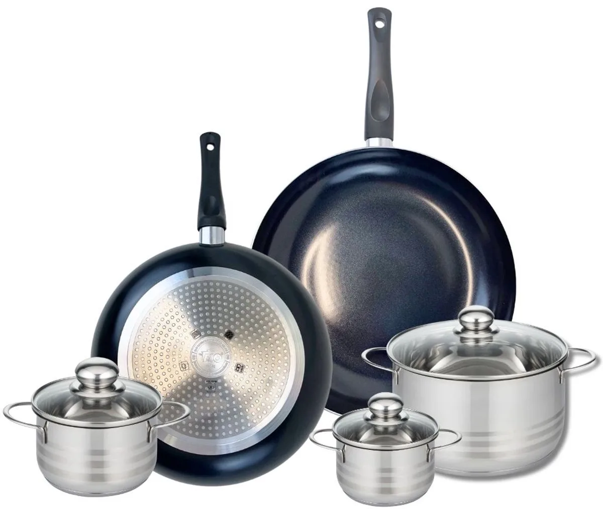 Set van 2 Koekenpannen 28 en 32 cm en 3 kookpotten 12, 14 en 20 cm Elo Prima Brillant by Fackelmann in Black – product photo