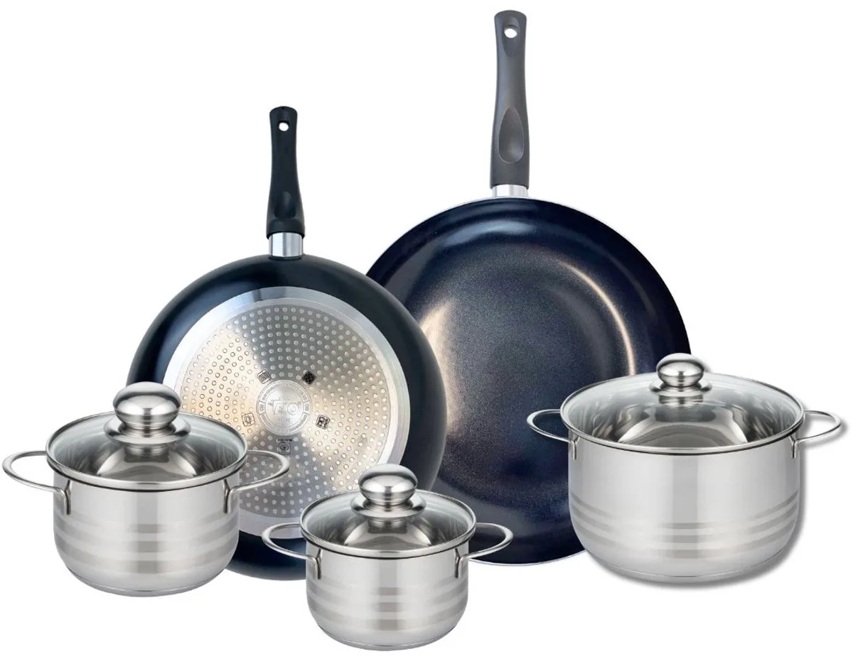 Set van 2 Koekenpannen 28 en 32 cm en 3 kookpotten 14, 16 en 20 cm Elo Prima Brillant by Fackelmann in Black – product photo