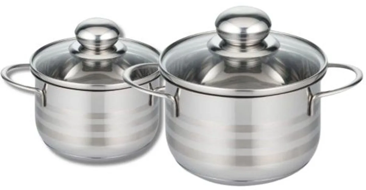 Set van 2 kookpannen 14 en 16 cm van roestvrij staal zonder PFAS Elo Brillant de Fackelmann en Gris – photo produit
