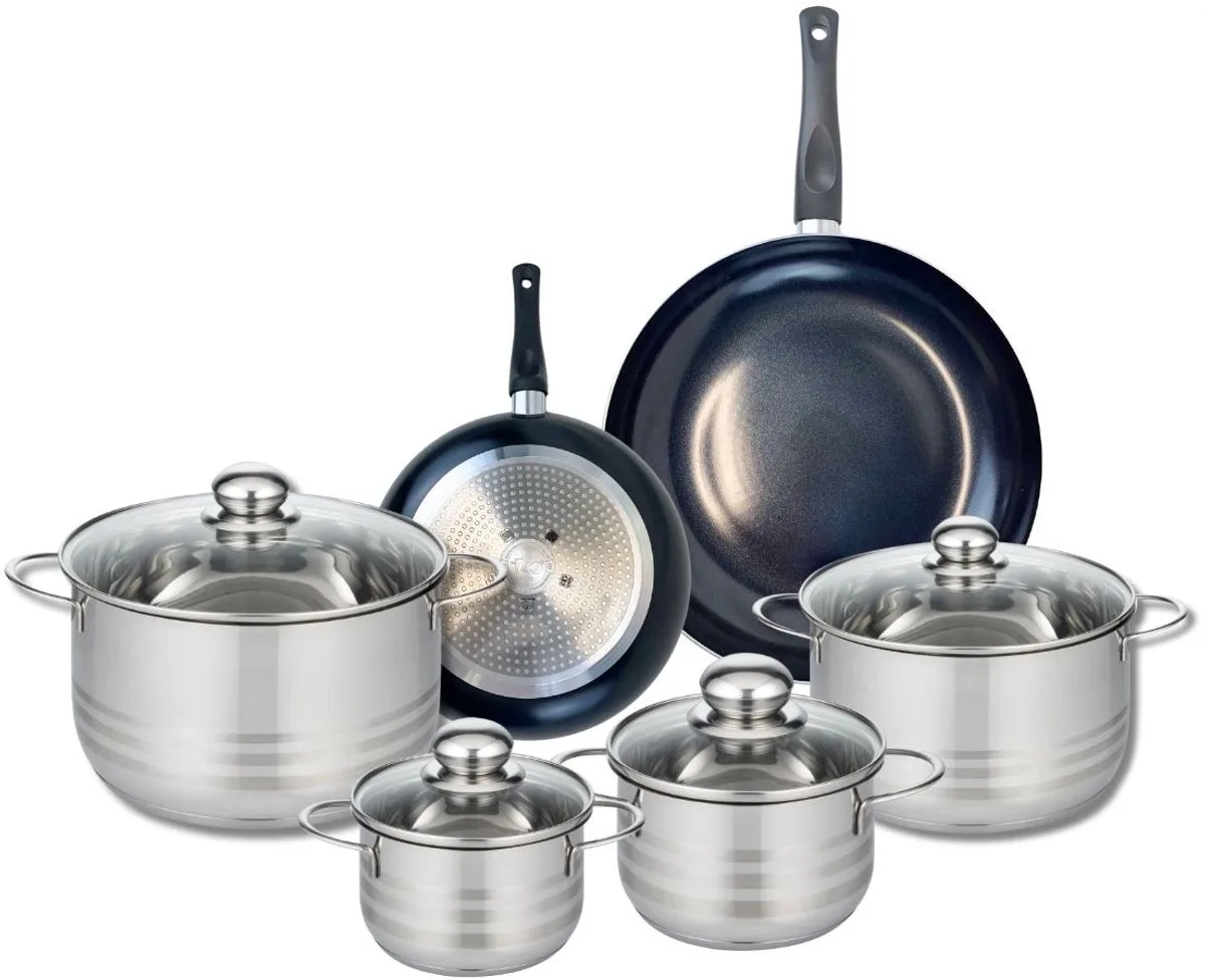 Set van 2 Kookpannen 20 en 28 cm en 5 braadpannen 12, 14, 16, 20 en 24 cm Elo Prima Brillant fra Fackelmann i Sort – produktbillede