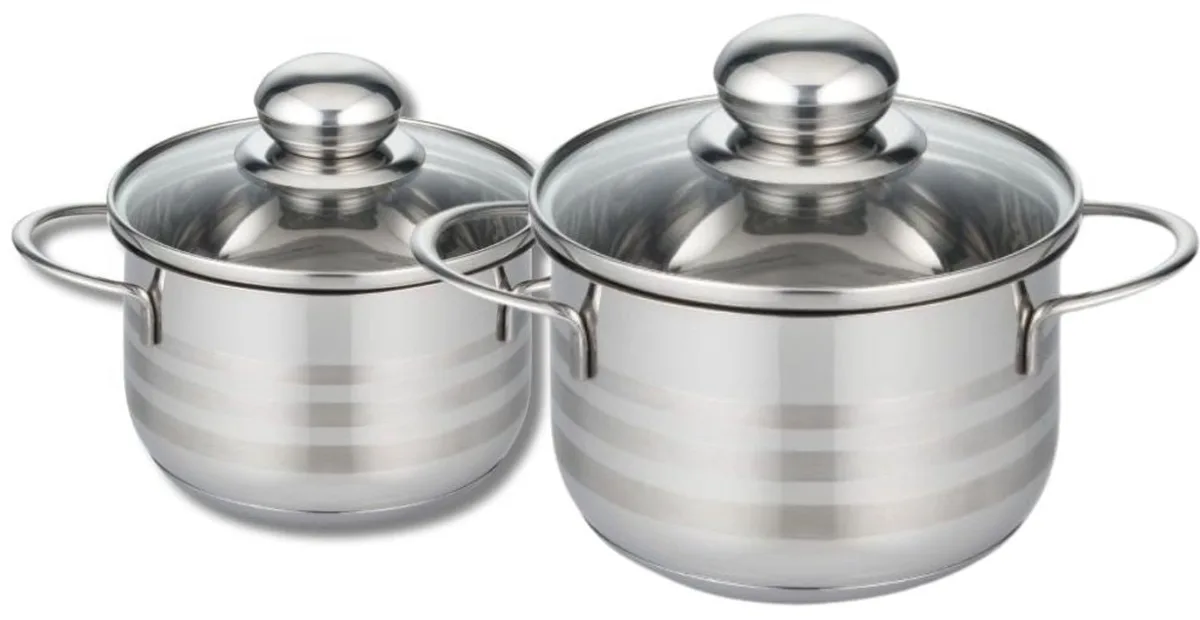 Set van 2 kookpotten 12 en 14 cm in roestvrij staal zonder PFAS Elo Brillant by Fackelmann in Grey – product photo