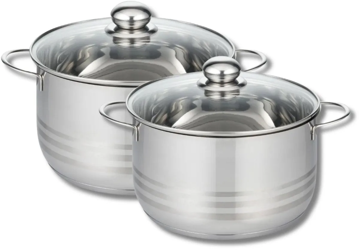 Set van 2 kookpotten 20 en 24 cm van roestvrij staal zonder PFAS Elo Brillant by Fackelmann in Grey – product photo