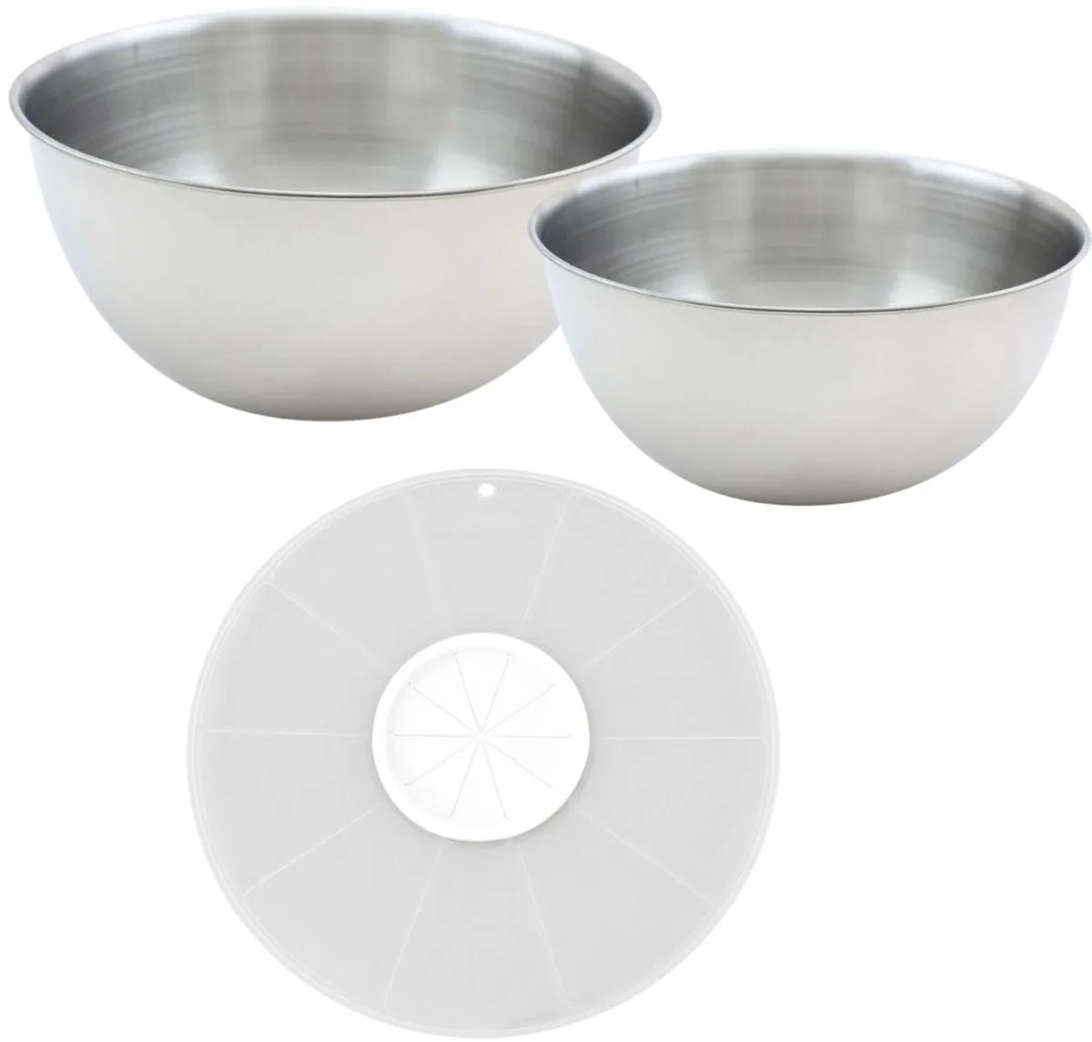 Set van 2 mengkommen 25 cm en 20,5 cm met spattenkap Fackelmann Basic fra Fackelmann i Roestvrij staal – produktbillede