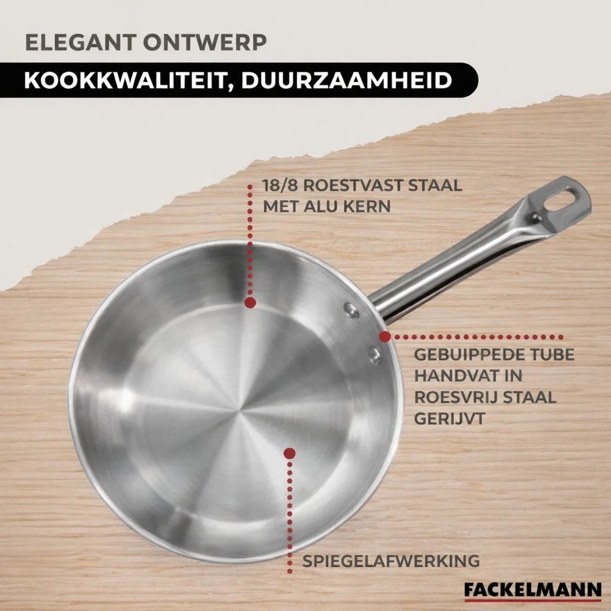 Set van 2 pannen 20 en 28 cm 2 glazen deksels en 6 roestvrijstalen keukengerei Fackelmann Eterna van Fackelmann in Roestvrij staal – productfoto