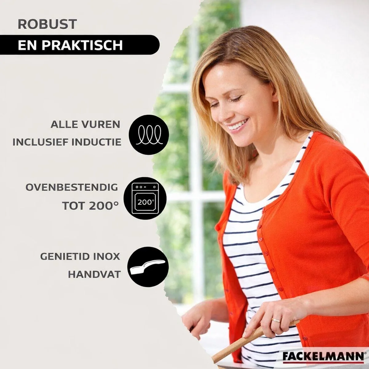 Set van 2 pannen van 20 en 24 cm in en 6 roestvrijstalen keukengerei Fackelmann Eterna de Fackelmann en Roestvrij staal – photo produit