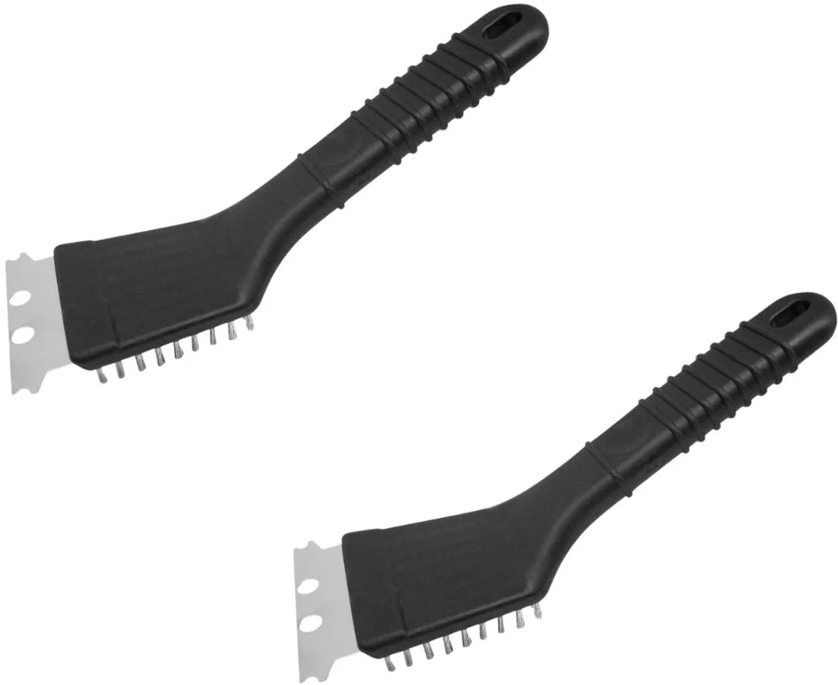 Set van 2 Plancha-schrapers en 2-in-1 Barbecueborstel 22 cm Fackelmann BBQ Editie van Fackelmann in Zwart – productfoto