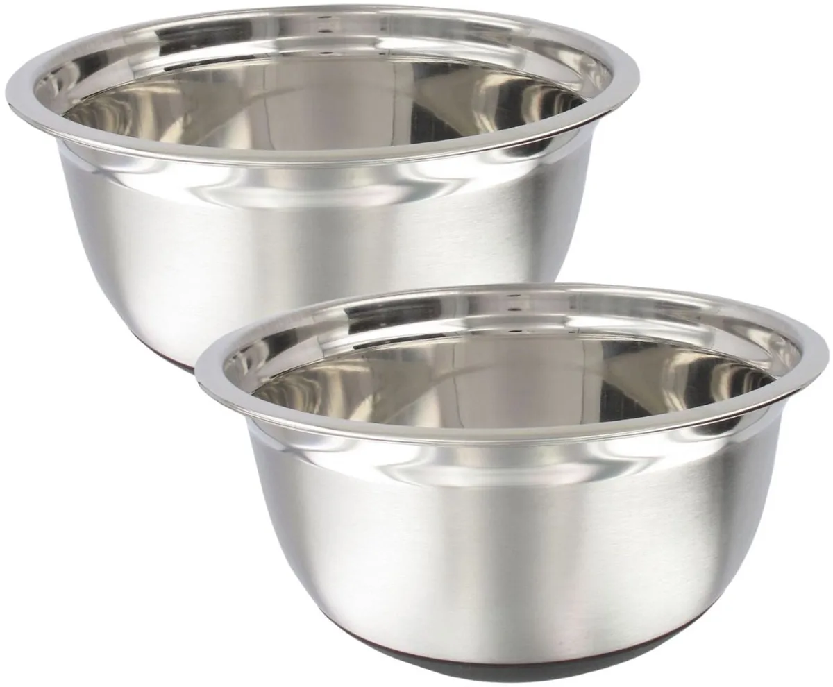Set van 2 RVS mengkommen 24 cm diameter Fackelmann Basic van Fackelmann in Roestvrij staal, Zwart – productfoto