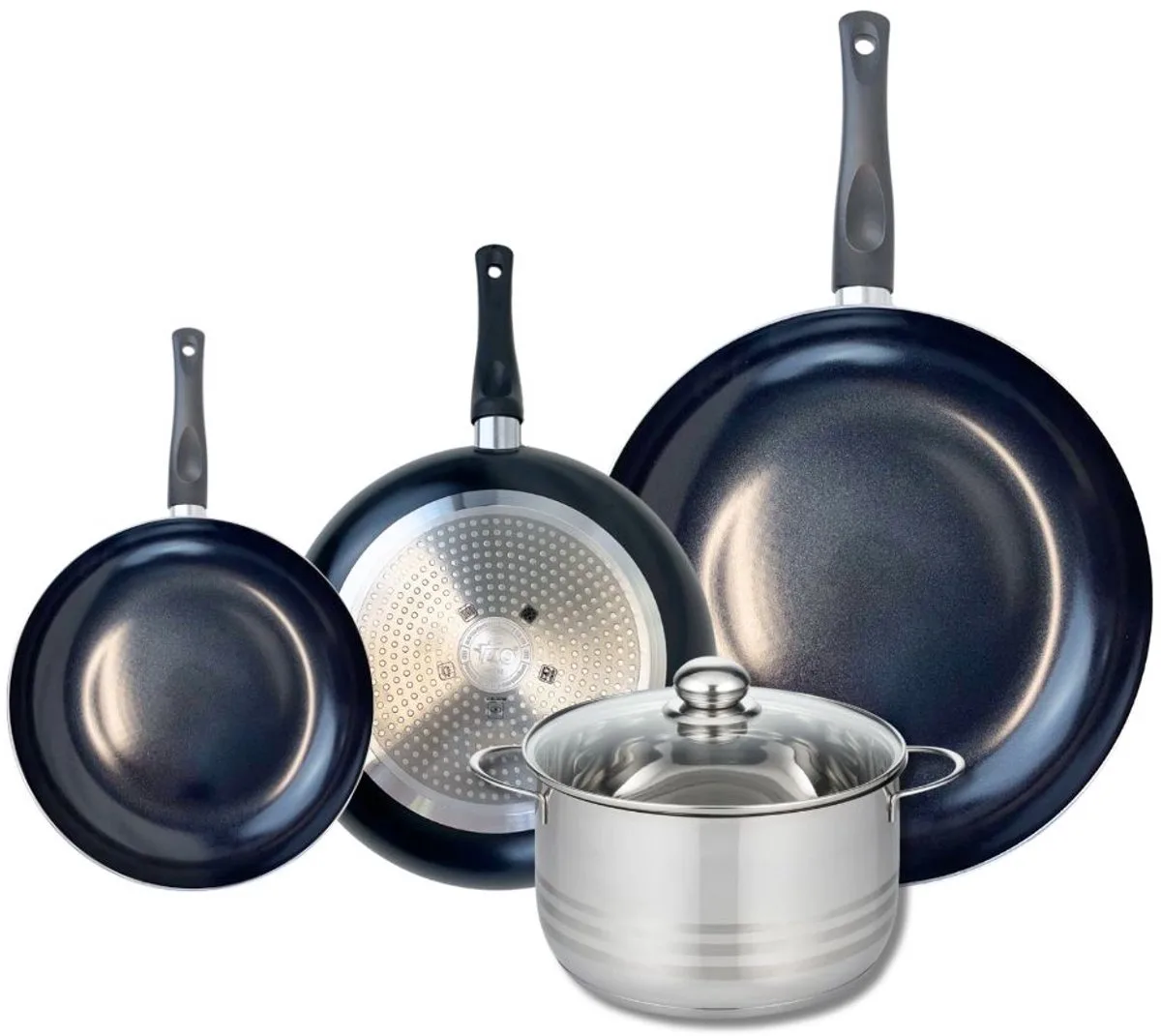Set van 3 Koekenpannen 20, 24 en 32 cm en 1 braadpan 20 cm Elo Prima Brillant de Fackelmann en Noir – photo produit