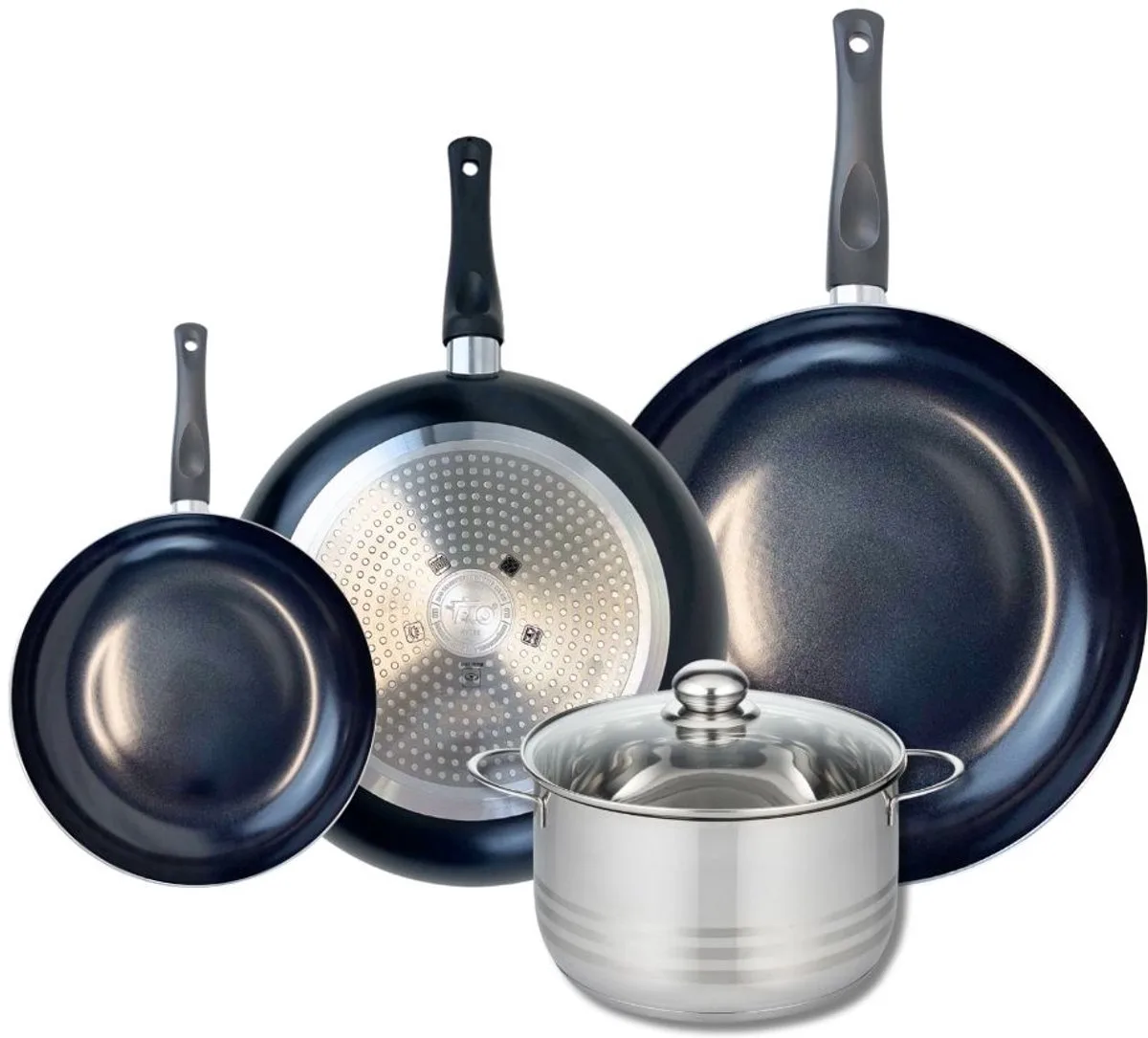 Set van 3 Koekenpannen 20, 28 en 32 cm en 1 braadpan 20 cm Elo Prima Brillant by Fackelmann in Black – product photo