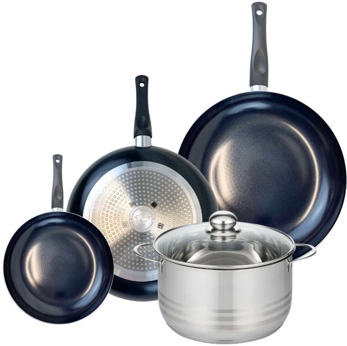 Set van 3 Koekenpannen 20, 28 en 32 cm en 1 braadpan 24 cm Elo Prima Brillant de Fackelmann en Noir – photo produit