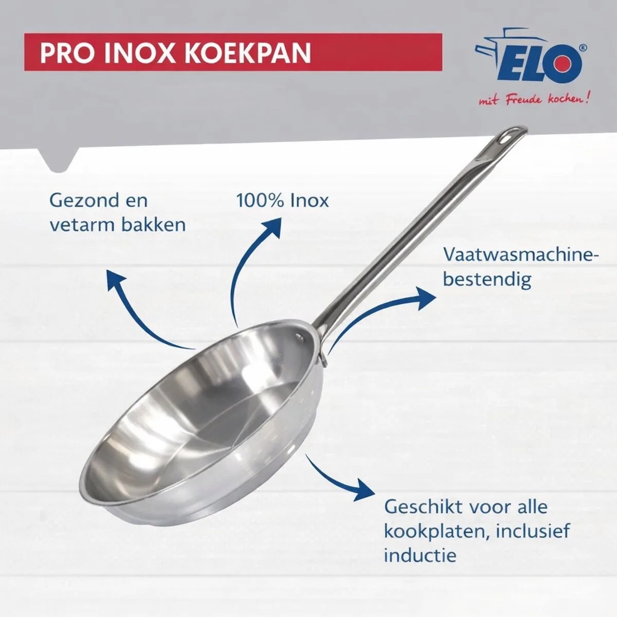 Set van 3 Koekenpannen 24, 28 en 32 cm en 1 braadpan 20 cm Elo Profi Brillant by Fackelmann in Grey – product photo
