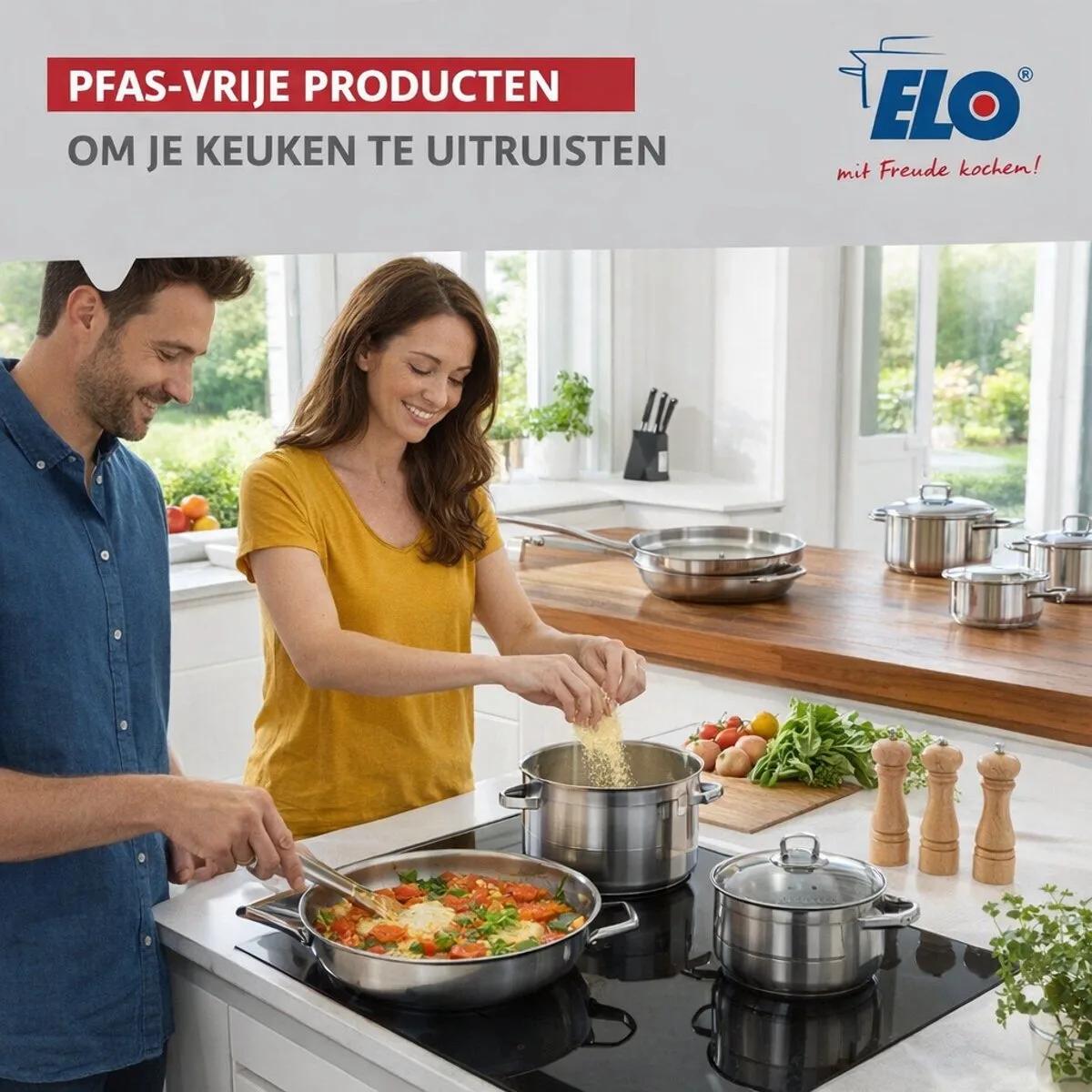 Set van 3 Koekenpannen 24, 28 en 32 cm en 3 kookpotten 14, 16 en 20 cm Elo Profi Brillant van Fackelmann in Grijs – productfoto