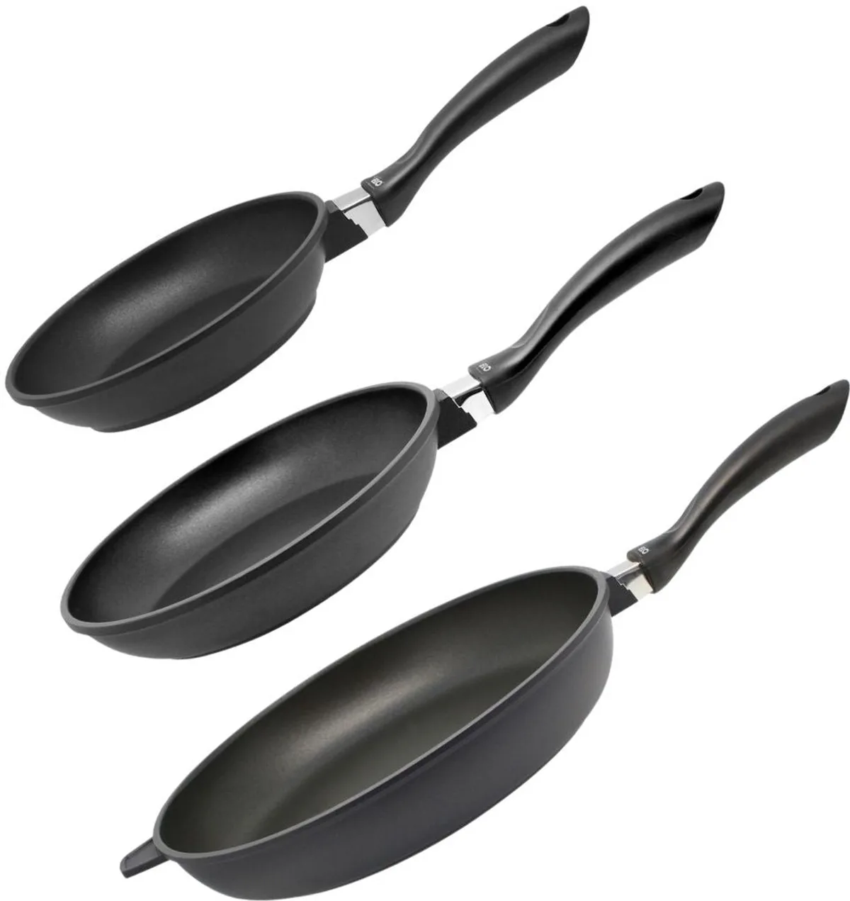 Set van 3 koekenpannen 24 cm 28 cm en 32 cm zonder PFAS Elo Alucast fra Fackelmann i Sort – produktbillede