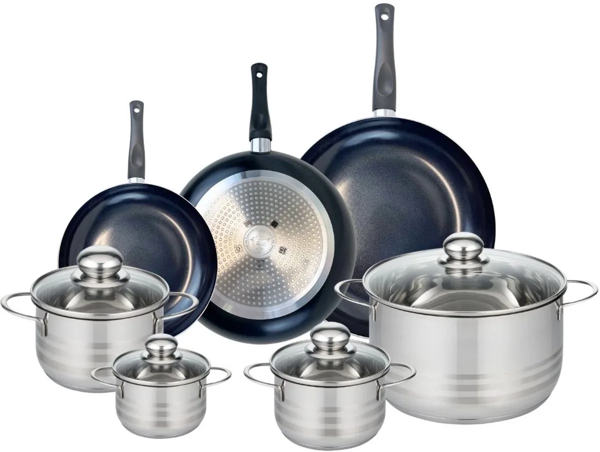 Set van 3 Kookpannen 20, 24 en 28 cm en 4 braadpannen 12, 14, 16 en 24 cm Elo Prima Brillant de Fackelmann en Noir – photo produit