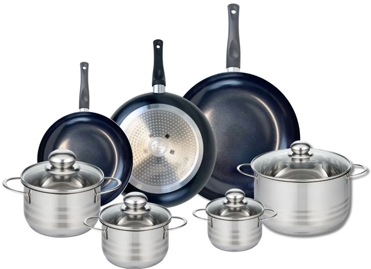 Set van 3 Kookpannen 20, 24 en 28 cm en 4 braadpannen 12, 14, 16 en 20 cm Elo Prima Brillant de Fackelmann en Noir – photo produit