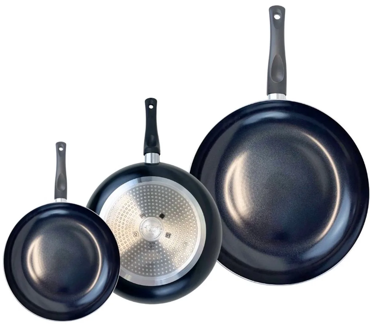 Set van 3 Kookpannen 20, 24 en 32 cm en 4 braadpannen 12, 16, 20 en 24 cm Elo Prima Brillant von Fackelmann in Schwarz – Produktfoto