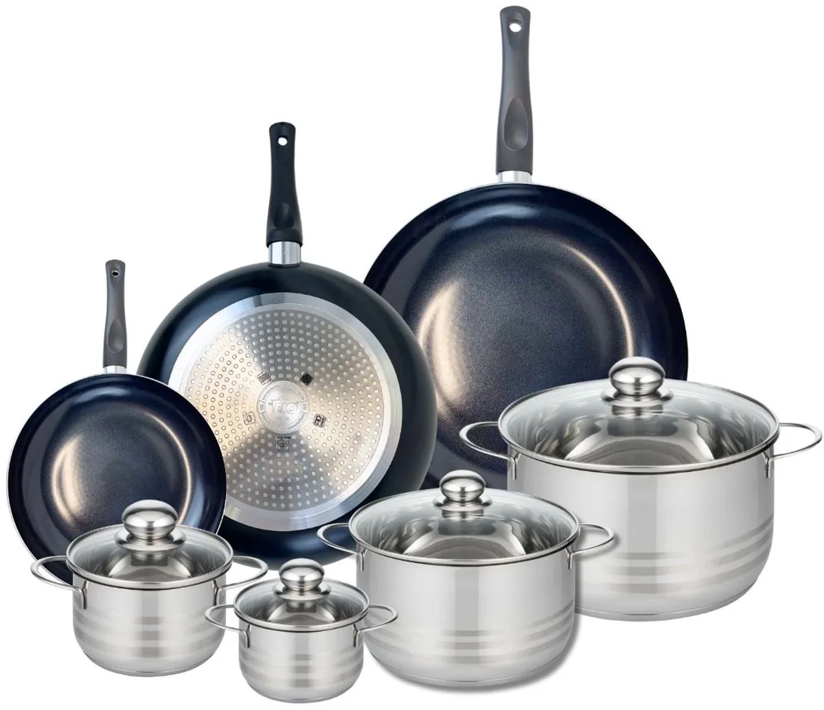 Set van 3 Kookpannen 20, 28 en 32 cm en 4 braadpannen 12, 14, 20 en 24 cm Elo Prima Brillant van Fackelmann in Zwart – productfoto