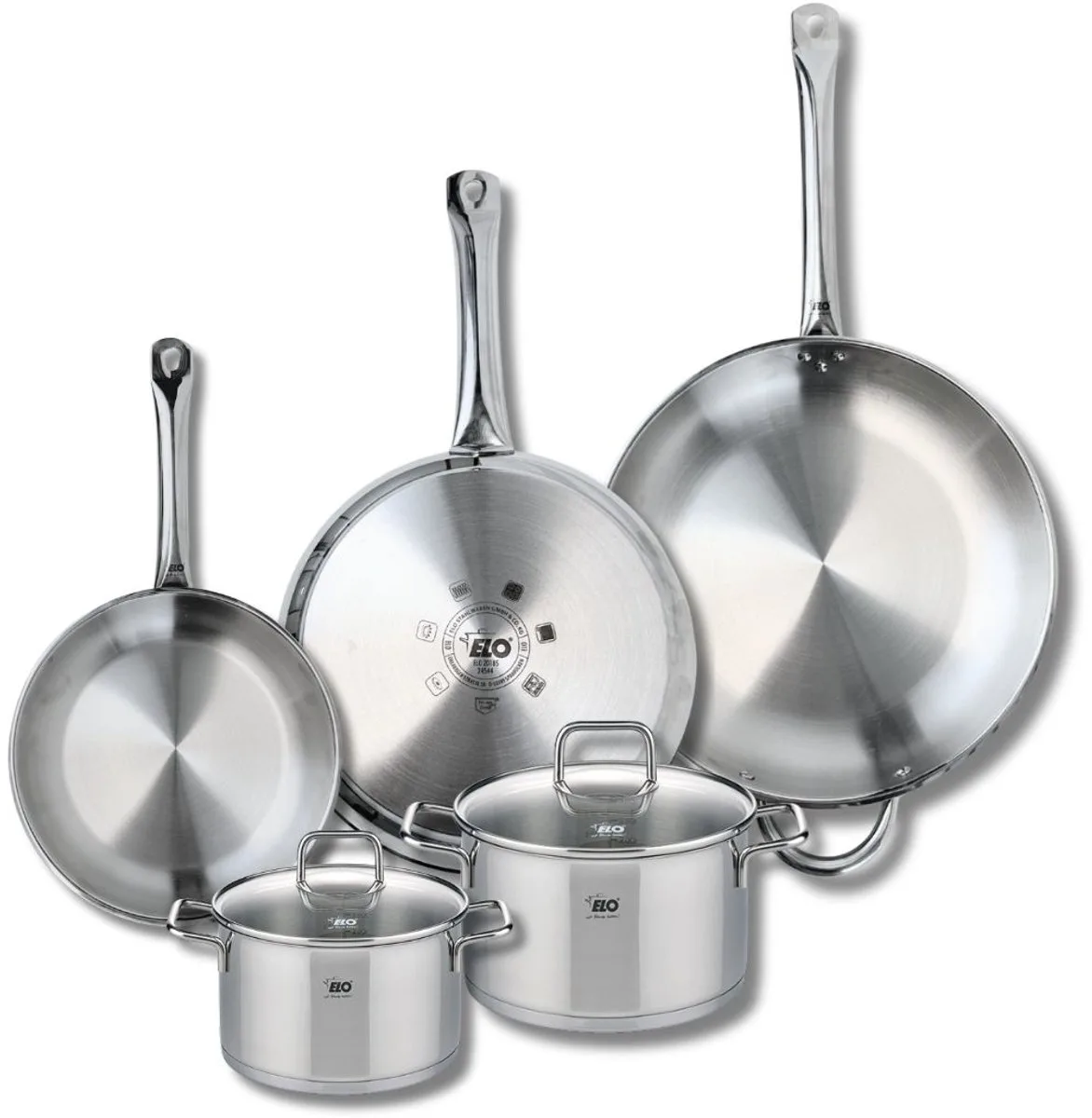 Set van 3 Kookpannen 24, 28 en 32 cm en 2 braadpannen 16 en 20 cm Elo Profi Citrin by Fackelmann in Grey – product photo