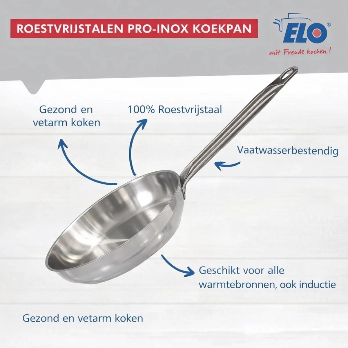 Set van 3 Kookpannen 24, 28 en 32 cm en 4 braadpannen 12, 14, 16 en 24 cm Elo Profi Brillant van Fackelmann in Grijs – productfoto