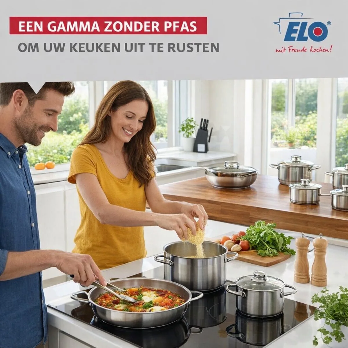 Set van 3 Kookpannen 24, 28 en 32 cm en 4 braadpannen 12, 16, 20 en 24 cm Elo Profi Brillant van Fackelmann in Grijs – productfoto